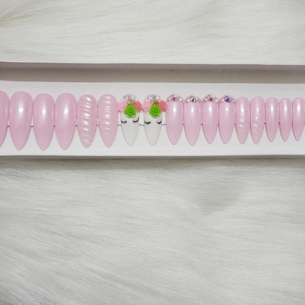 Press-on nails*long  Stiletto can be done in short